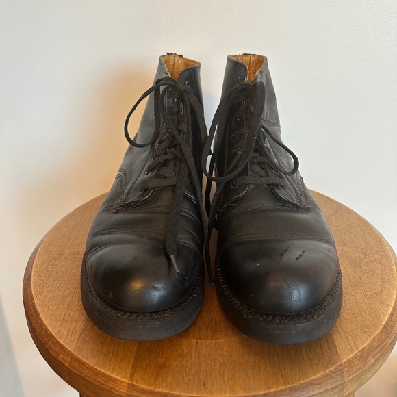 Vintage Biltrite Combat Boots Black Leather Mens Size 8.5 Steel Toe Made In 1993 - Picture 4 of 9